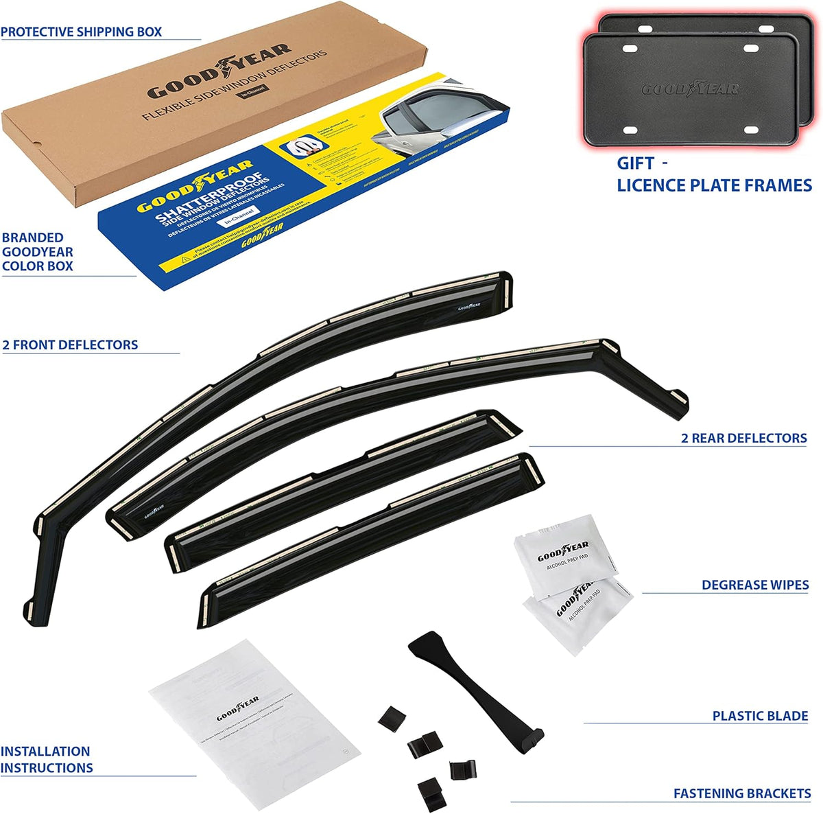 Shatterproof in-Channel Window Deflectors 4 pcs N9698