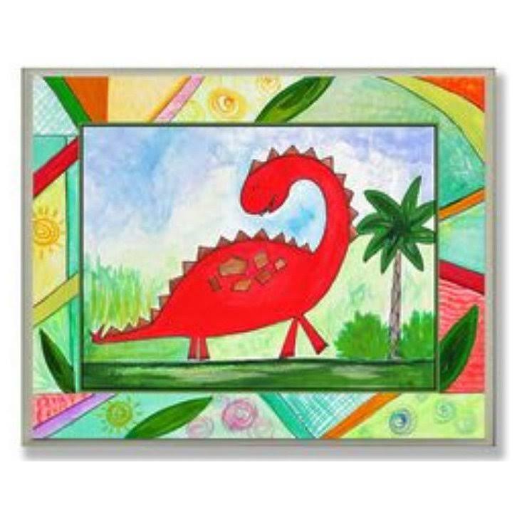 Red Dinosaur Rectangle Wall Plaque Z93137