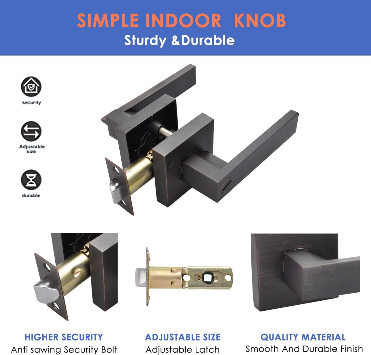 Brushed Bronze Zinc Alloy Door Lever Lock O615432