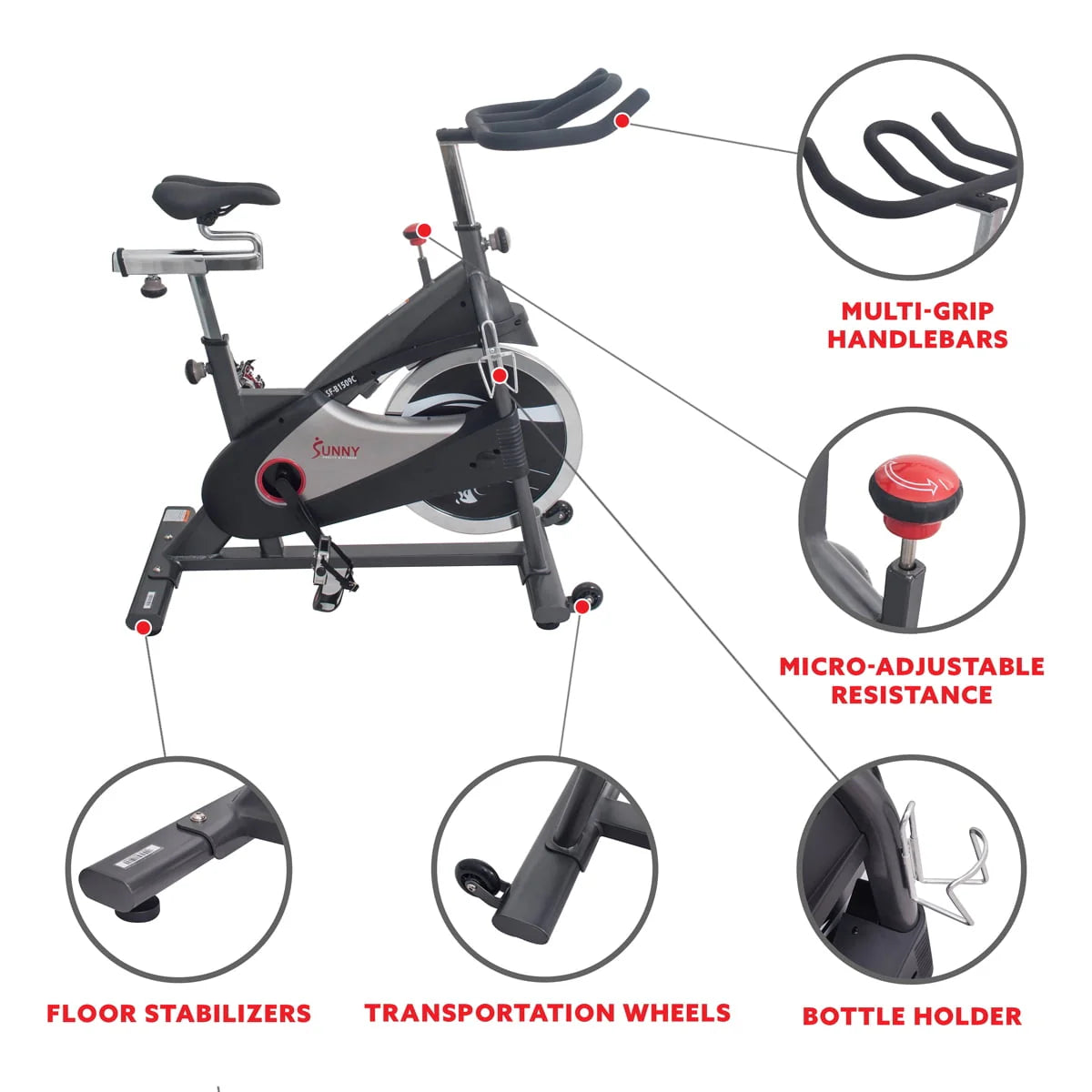 Stationary Belt Drive Indoor Cycling Exercise Bike with 40 Lb. Flywheel P2808