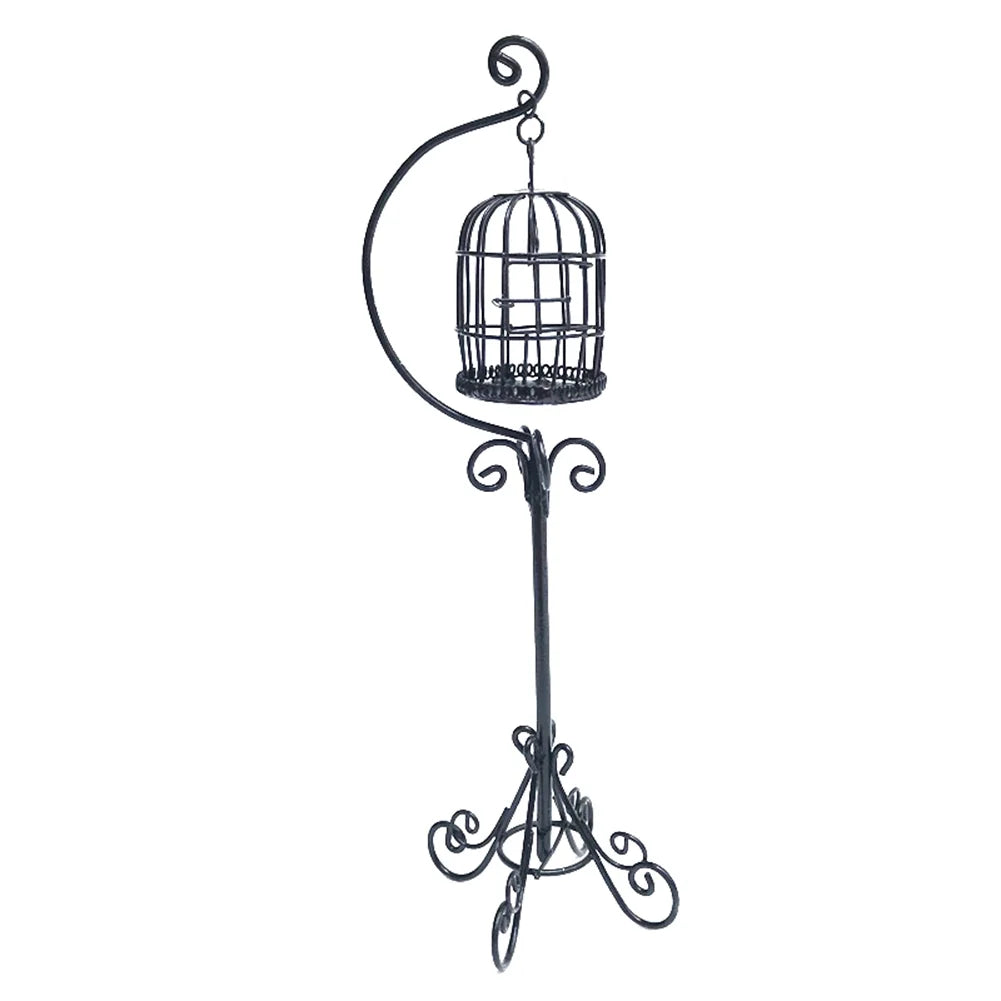 Miniature Metal Bird Cage Dollhouse Decoration O2466