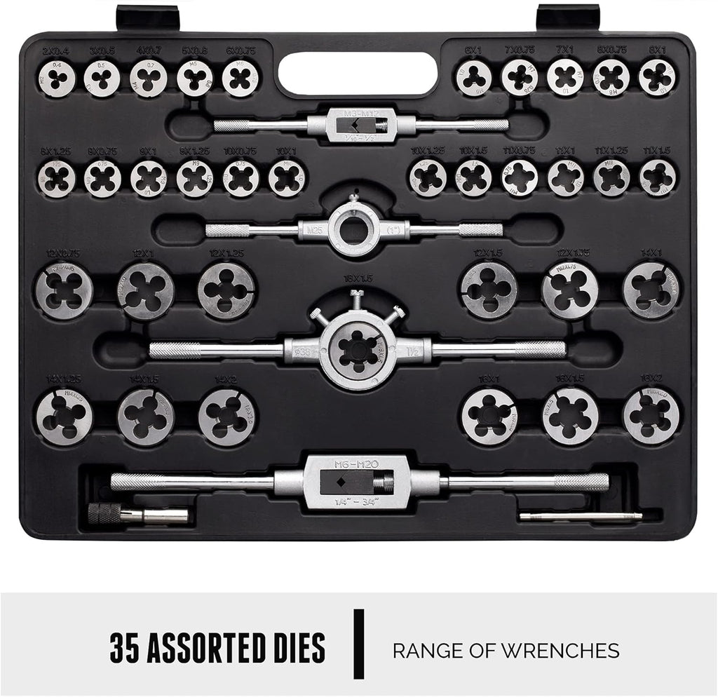 110 Piece Hardened Alloy Steel Metric Tap and Die Set with Storage Case I388