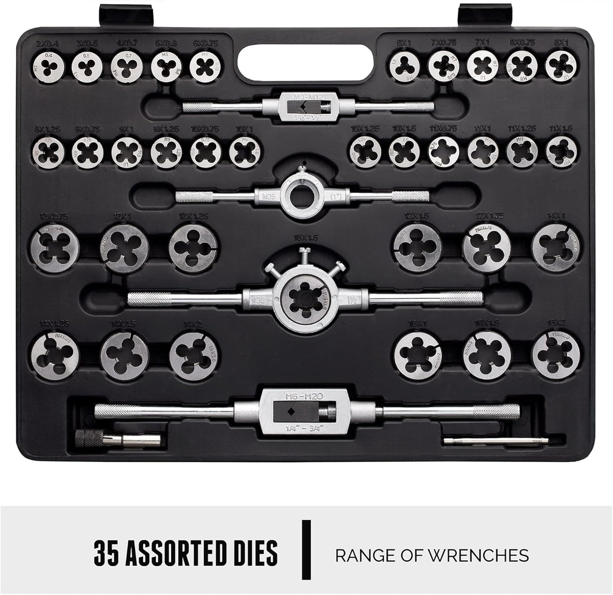 110 Piece Hardened Alloy Steel Metric Tap and Die Set with Storage Case I388