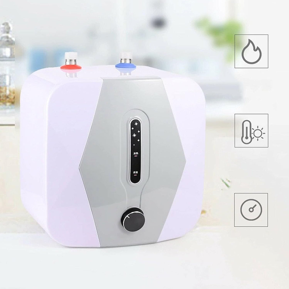 1500W 8L 110V Compact Instant Electric Tank Hot Water Heater IPX4 Mini Tankless Shower 75 ℃ A94627