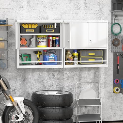Metal Garage Storage Cabinet with Wheels and Adjustable Shelves P637158