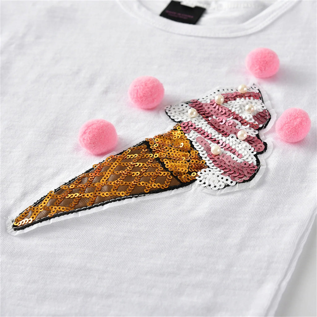 2Pcs Kids Print T Shirt Short Sleeve Tops Mini Skirts Outfits L67548