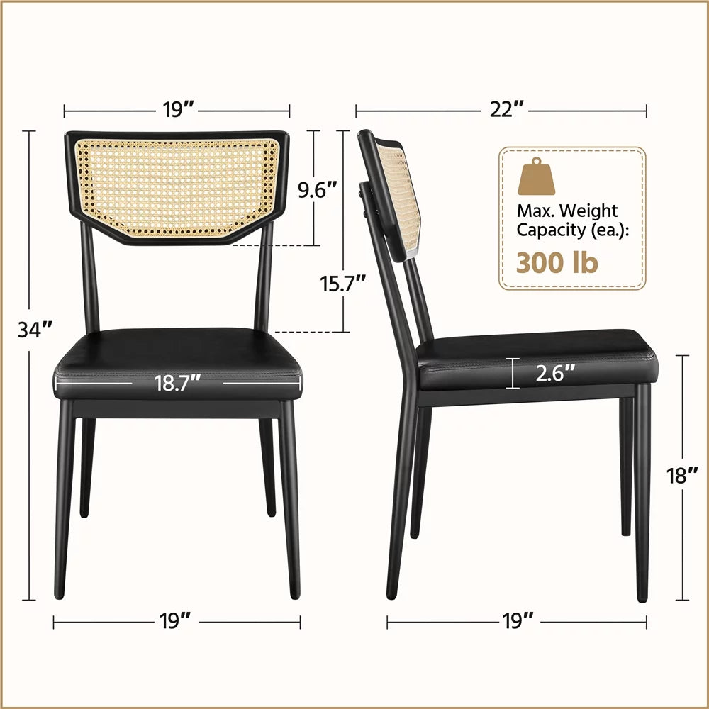 Black Faux Leather Dining Chair Set of 2 Z908