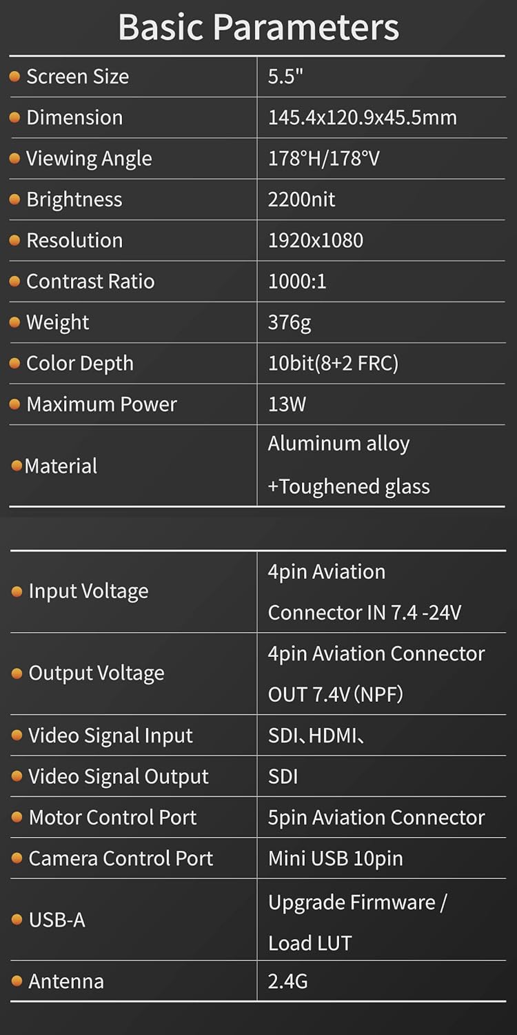 5.5" Touch Screen Camera Field Monitor with SDI W16588