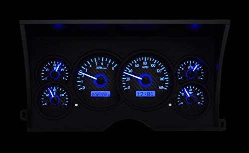 Carbon Fiber Blue Analog Dash Gauges for Chevy GMC Pickup Truck X83424