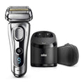 Silver Electric Shaver, Wet and Dry, Rechargeable Cordless Razor with Clean & Charge Station and Travel Case V622094