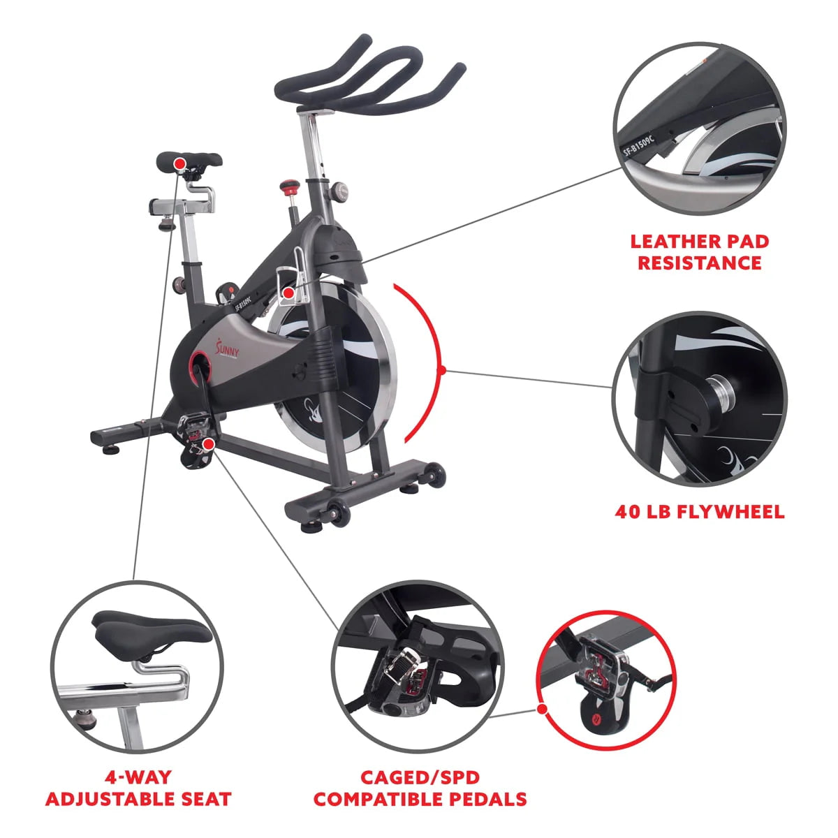 Stationary Belt Drive Indoor Cycling Exercise Bike with 40 Lb. Flywheel P2808