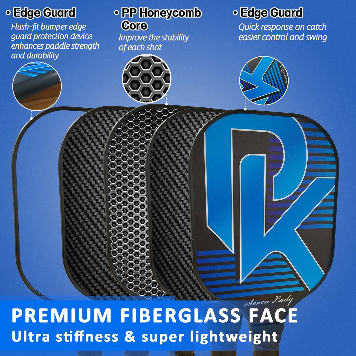 Pickleball Paddles Graphite Fiber Set with 4 Balls and Backpack W262