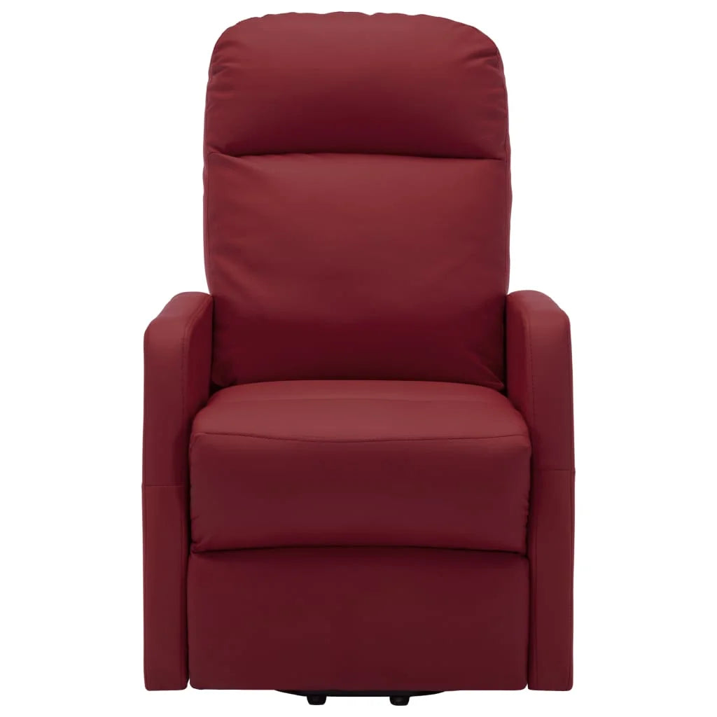 Wine Red Faux Leather Power Lift Massage Recliner V1274