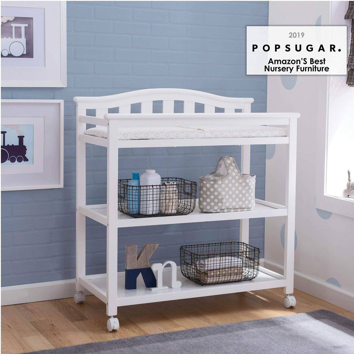 White Changing Table with Casters S73592