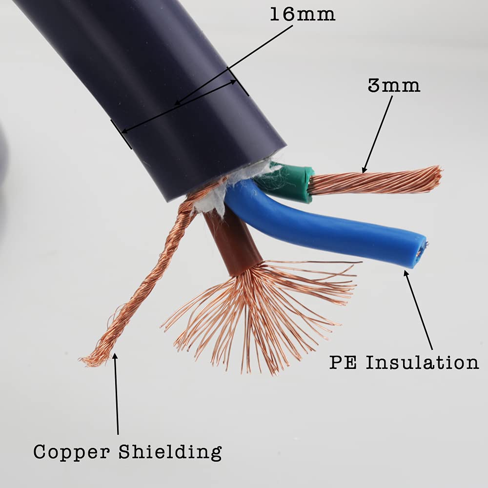 12AWG HiFi Power Cord 3-Prong Gold Plated Power Connectors AC Power Cable with US Plug + IEC 320 C15 Connector (2M / 6.56FT) L1002