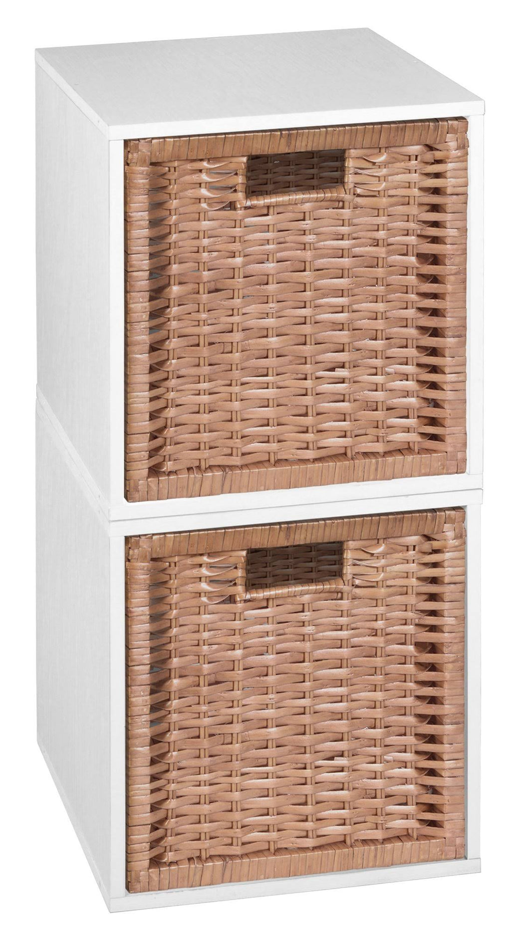 Truffle/Natural 2 Cubes and 2 Wicker Baskets Storage Set V597
