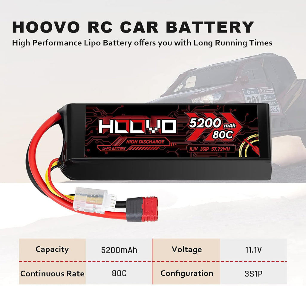 3S 11.1V 80C 5200mAh LiPo Battery with Deans T Plug 2 Packs J63920