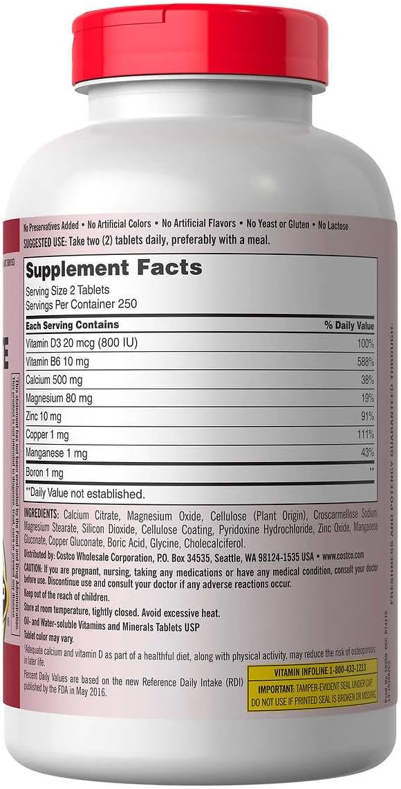 500 Count Calcium Citrate Magnesium and Zinc with Vitamin D3 L189