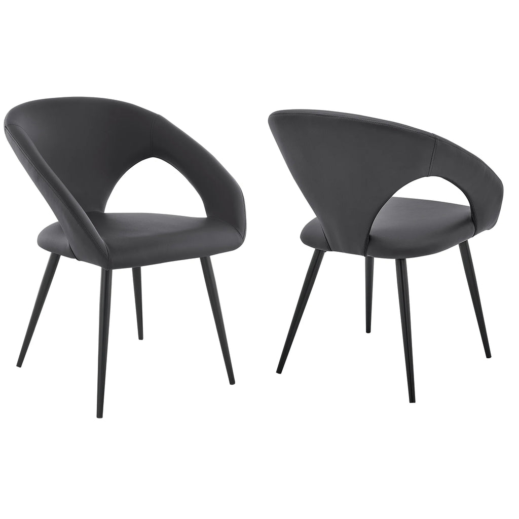 Gray/Black Metal Dining Chair Set of 2 E76246