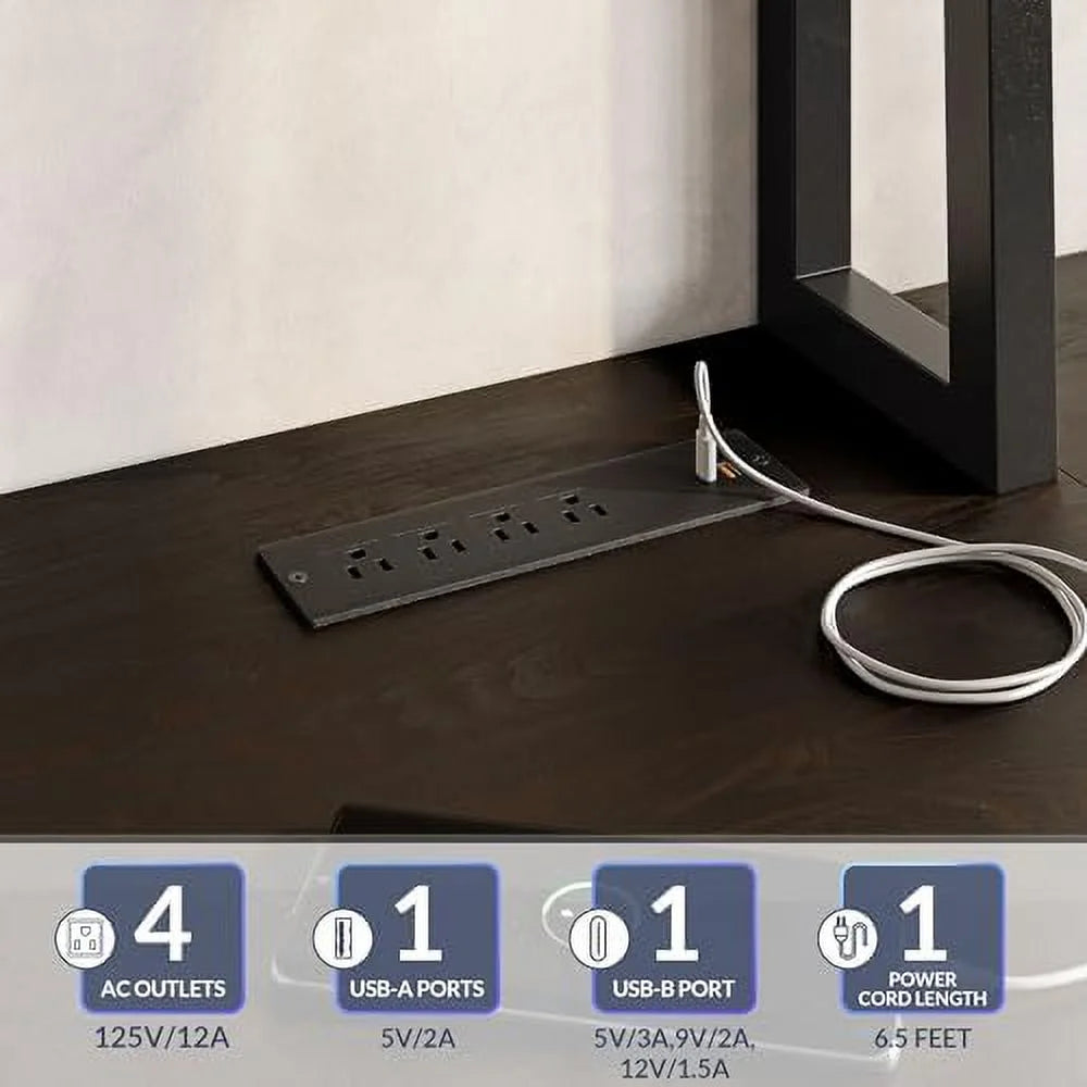 Computer Desk with Monitor Stand and File Cabinet, 104" Long L-Shaped Desk with RGB LED Lights and USB AC Outlet W802