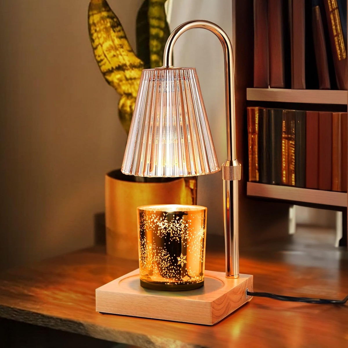 Candle Warmer Lamp Gold with 2 Bulbs & Timer, Height Adjustable Candle Melting Lamp Z638