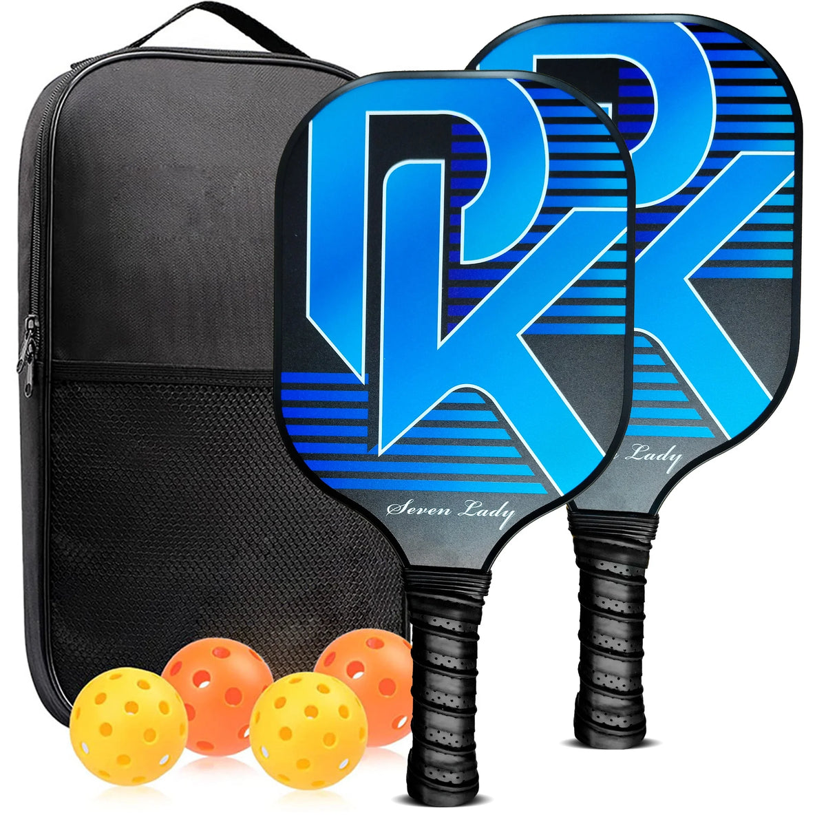 Pickleball Paddles Graphite Fiber Set with 4 Balls and Backpack W262