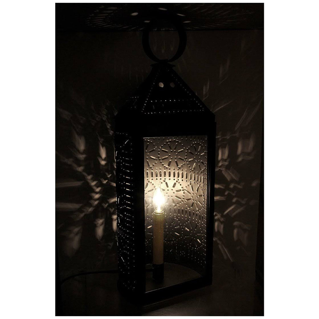 22 inch Glass Front Electric Candle Lantern S41194