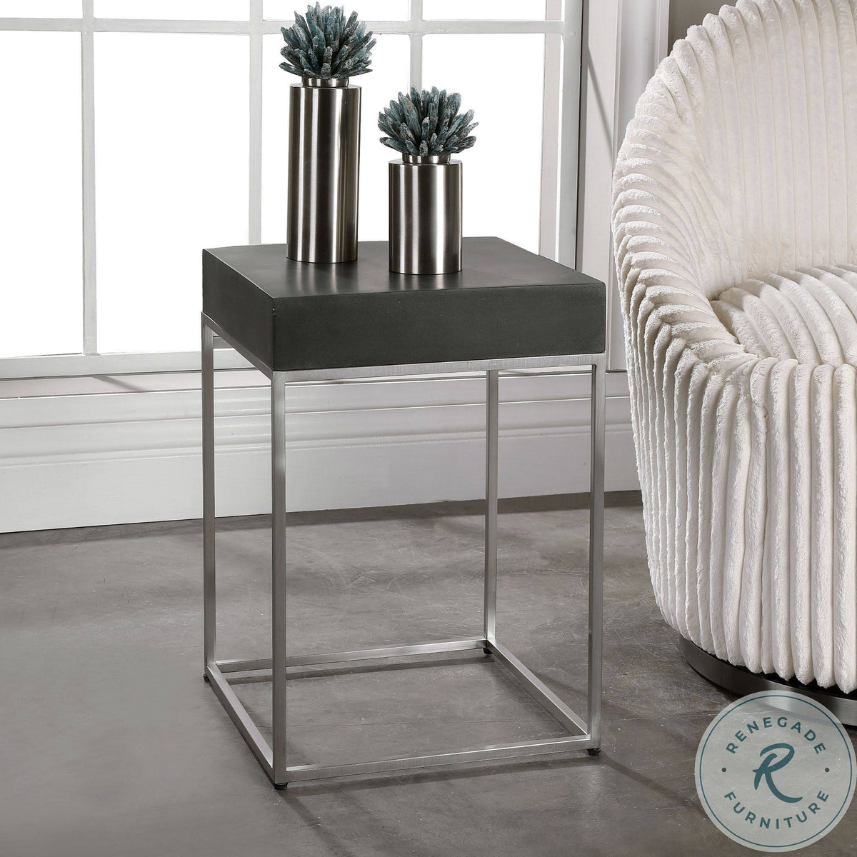 Black Concrete Accent Table J33694