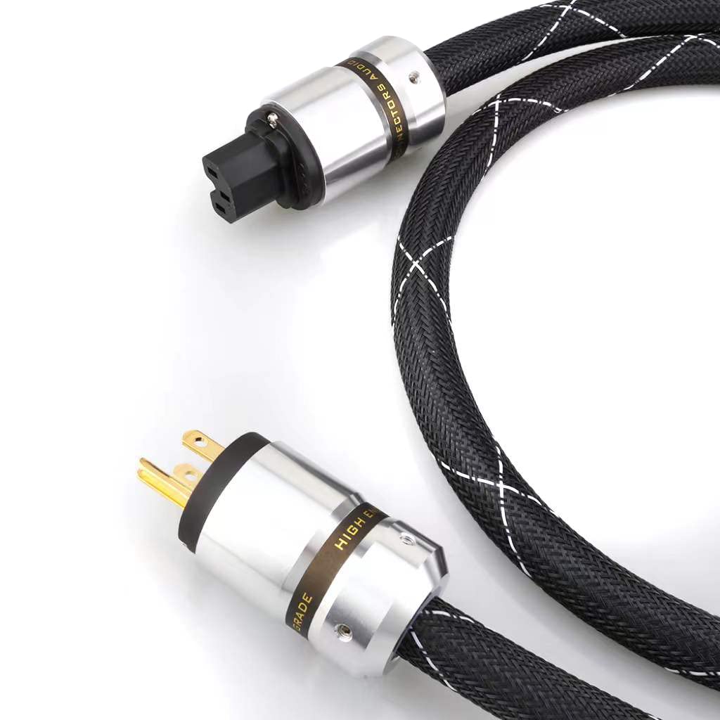 12AWG HiFi Power Cord 3-Prong Gold Plated Power Connectors AC Power Cable with US Plug + IEC 320 C15 Connector (2M / 6.56FT) L1002