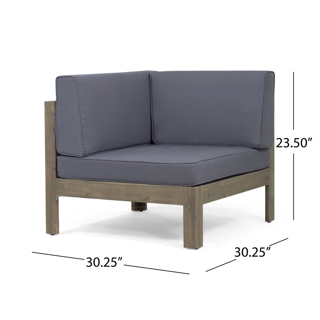 Acacia Wood Wicker 5 Seater Sectional Sofa Set with Cushions O26166
