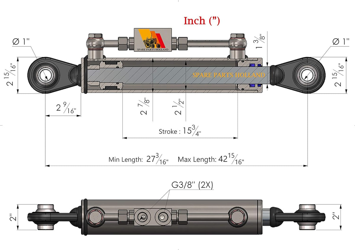 Hydraulic Top Link Cat. 2-2 with Locking Block F52197