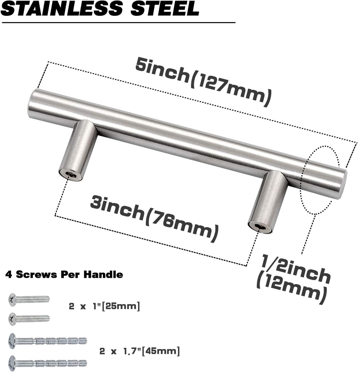 5 inch Brushed Nickel Stainless Steel Cabinet Pulls H334892