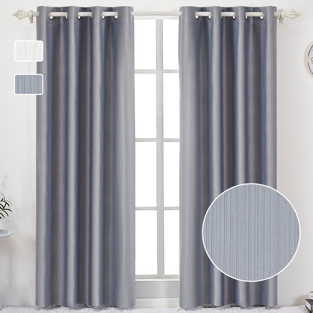 90% Blackout Curtains Set of 2 Panels, Light Gray, 52 x 84 inch C91312