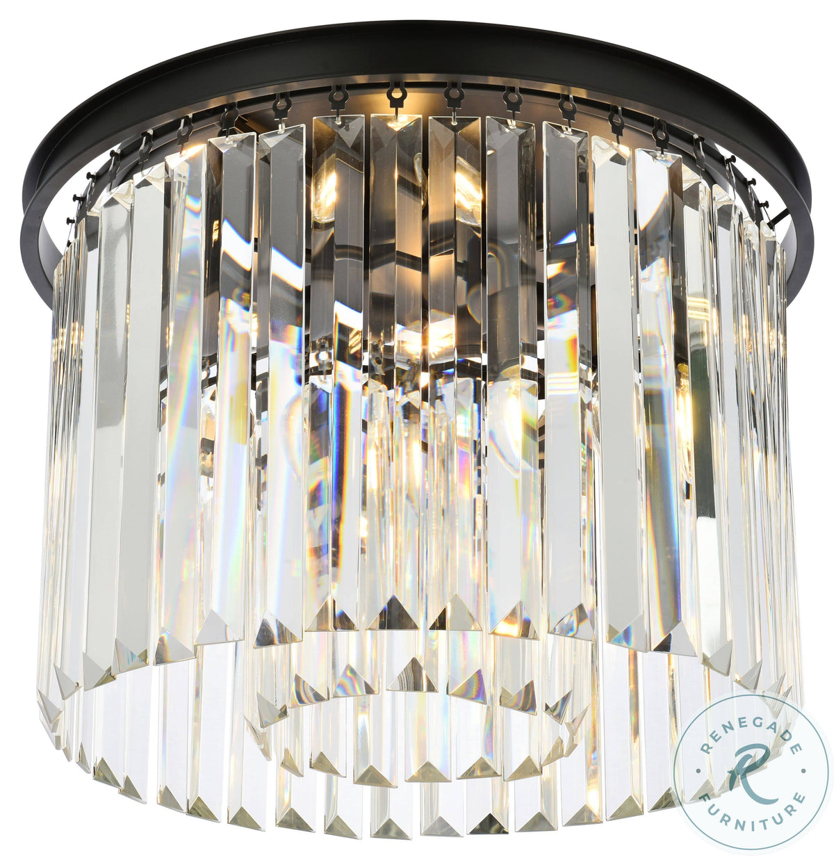 6 Light Matte Black Flush Mount Crystal Q924