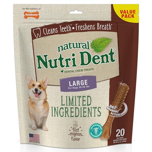 Natural Dog Dental Chews, Large (20 Count) R99167