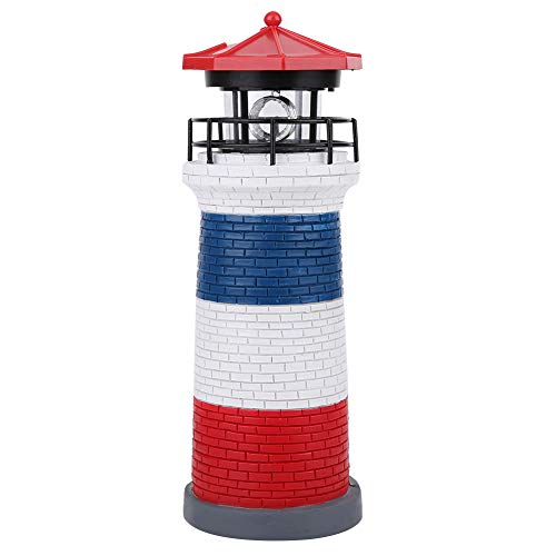 LED Solar Lighthouse Statue Rotating Lawn Decorations I23558