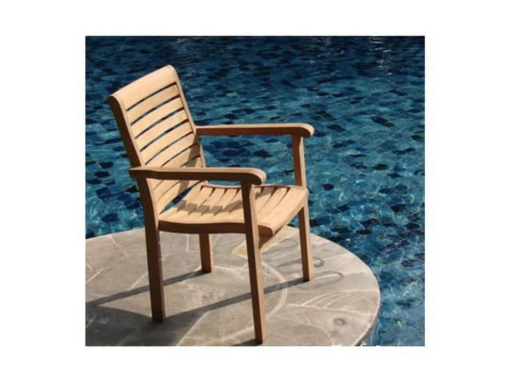 4 Teak Wood Stacking Dining Chair O7422