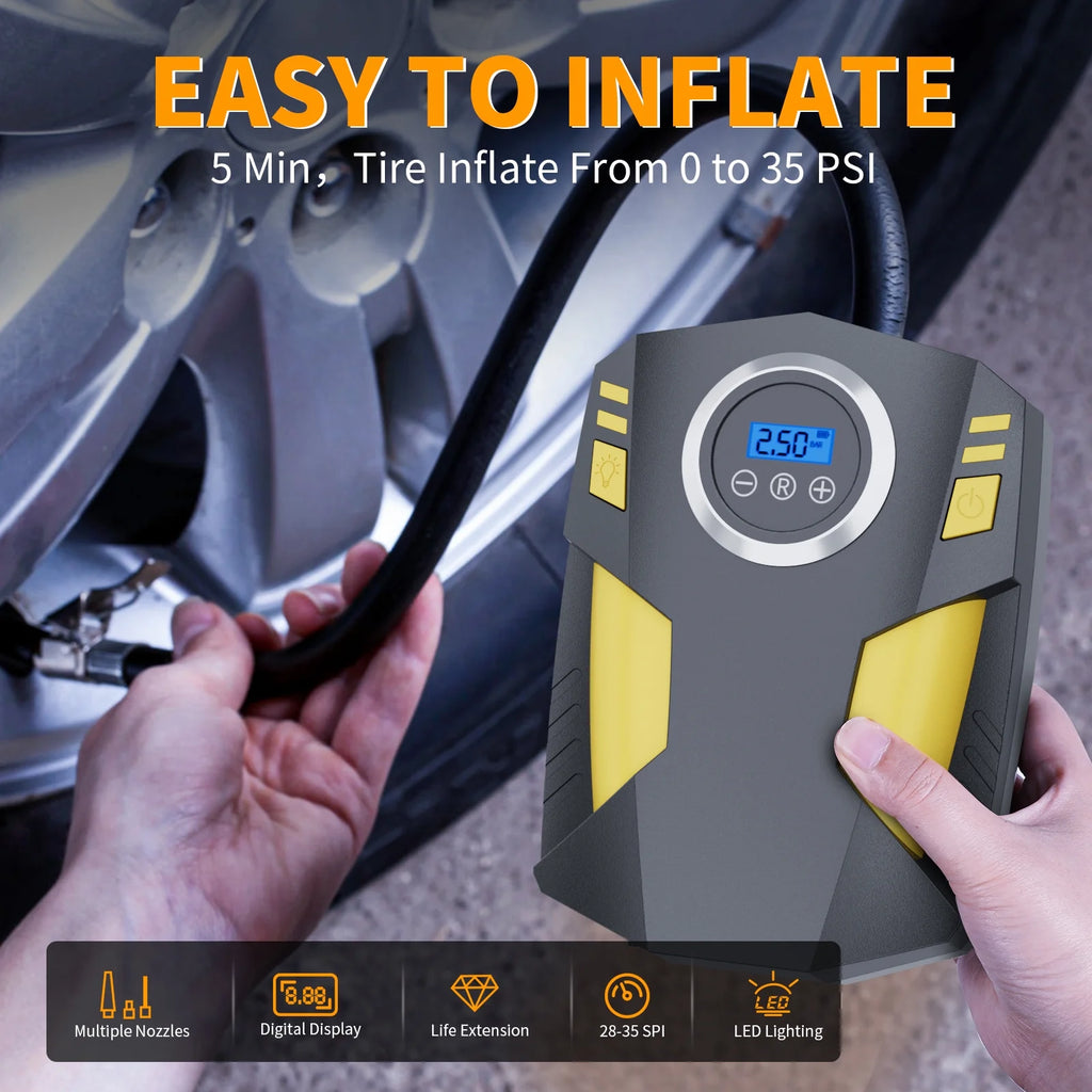 Compresor de Aire Portátil 12V 150 PSI con Manómetro Digital B5618