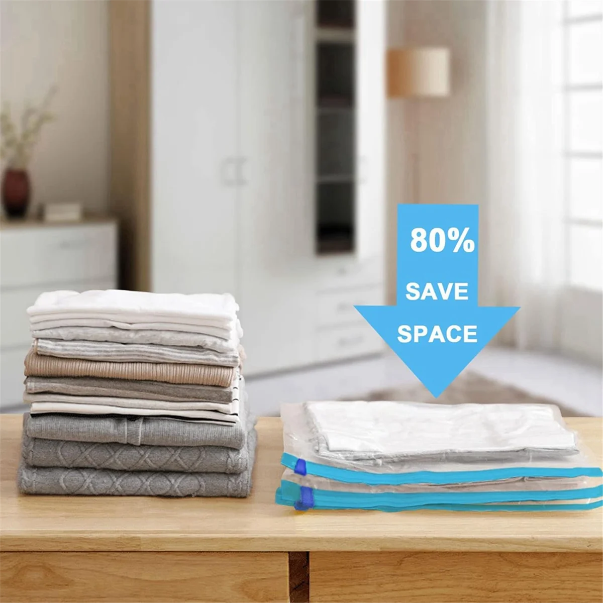 12 Pack Reusable Roll Up Compression Bags 35X50cm Medium Vacuum Storage Bags M9267