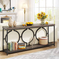 70.9" Extra Long Console Table, Rustic Brown & Black M487