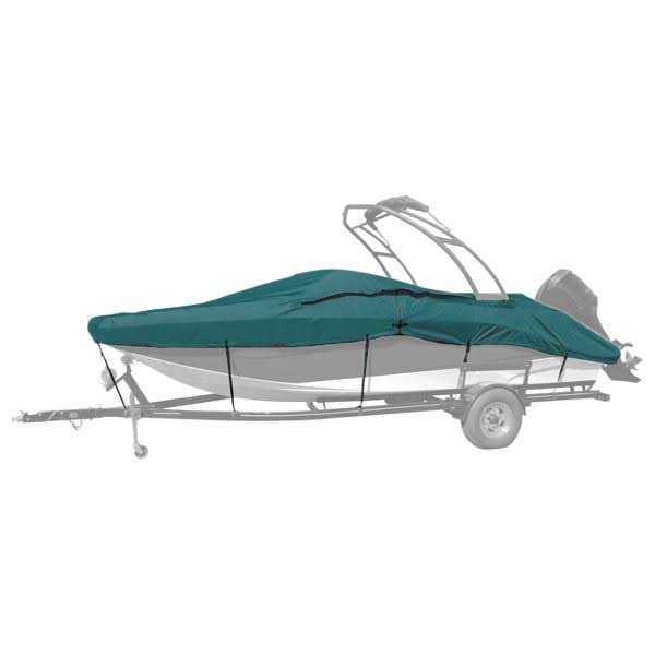 Teal Semi Custom Boat Cover for V-Hull Runabout Wakeboard Tower Outboard O34496