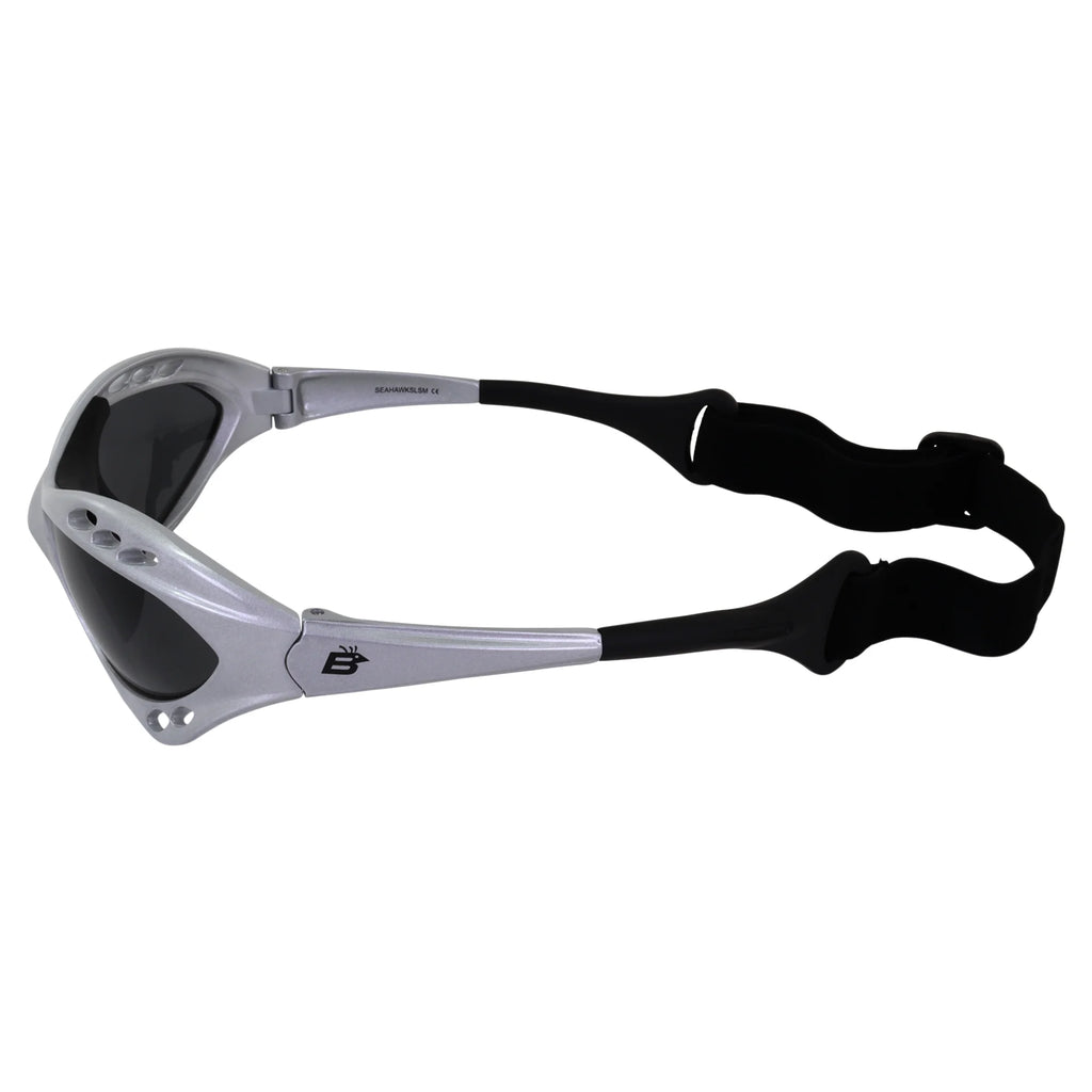 2 Pairs Padded Polarized Sunglasses w/Strap Silver w/Smoke Lens Black w/Pink Mirror Lens H29600