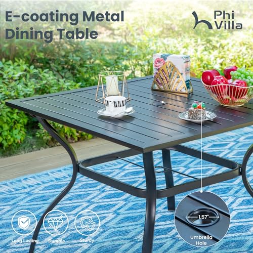 5 Pcs Outdoor Patio Dining Set with Swivel Chairs and Metal Dining Table H43671