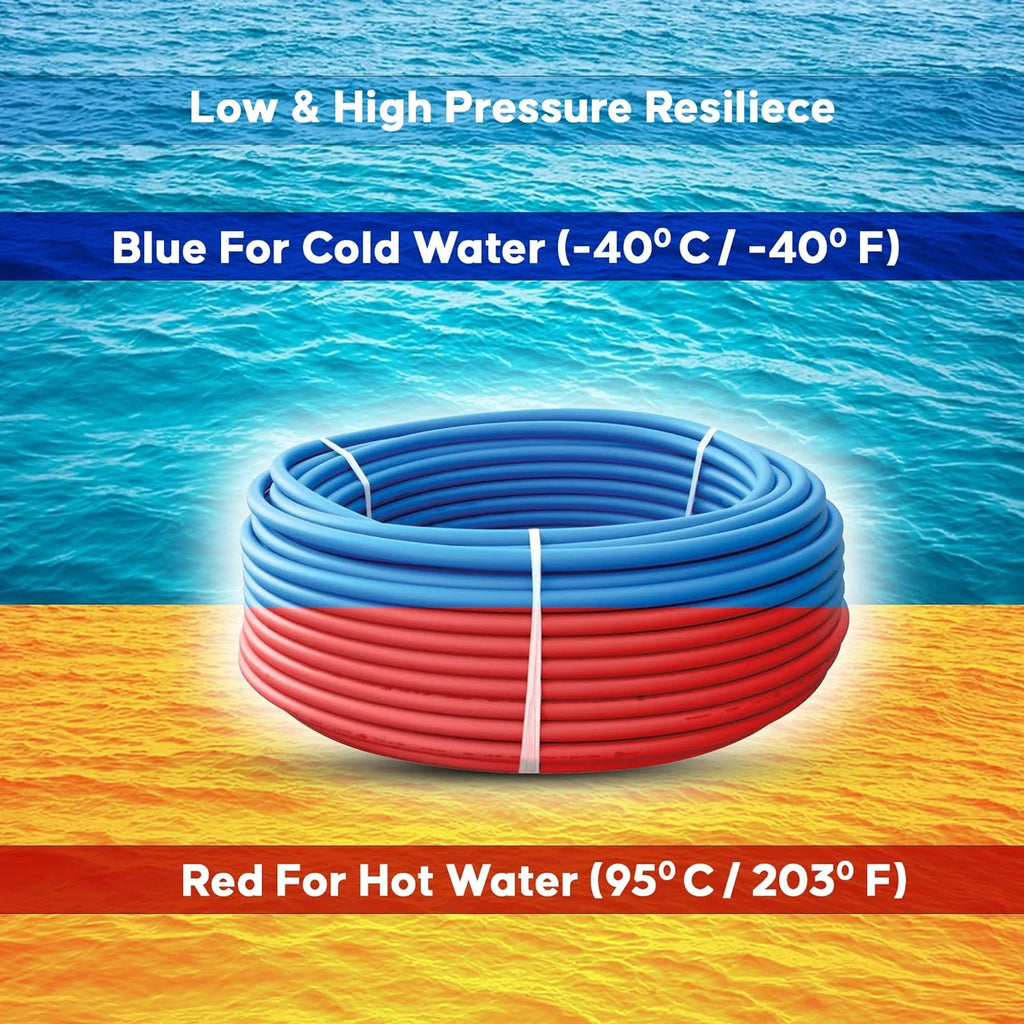 2 Rolls 1/2 Inch X 50 Ft Blue And Red PEX Pipe H2539