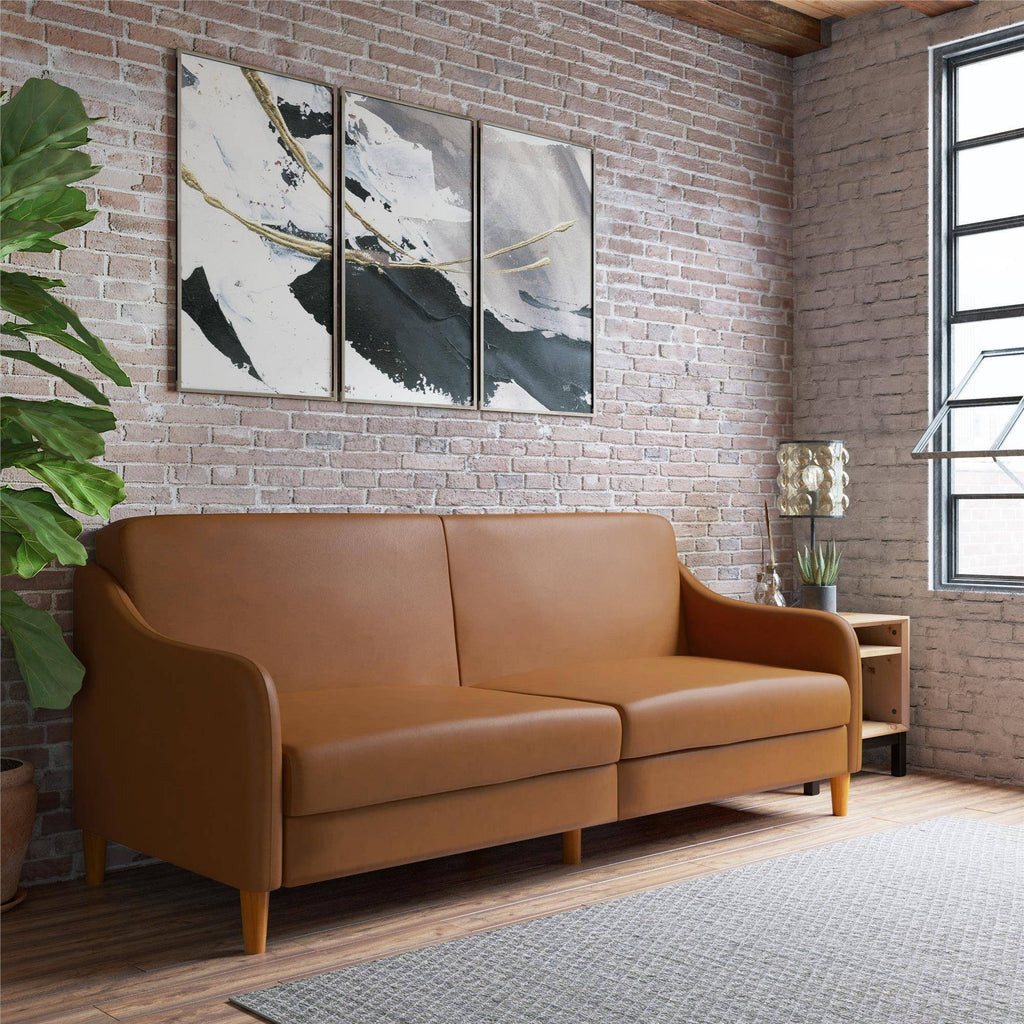 Camel Faux Leather Futon Z8401