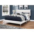 White Leather-Look Queen Size Bed with Chrome Legs N411930