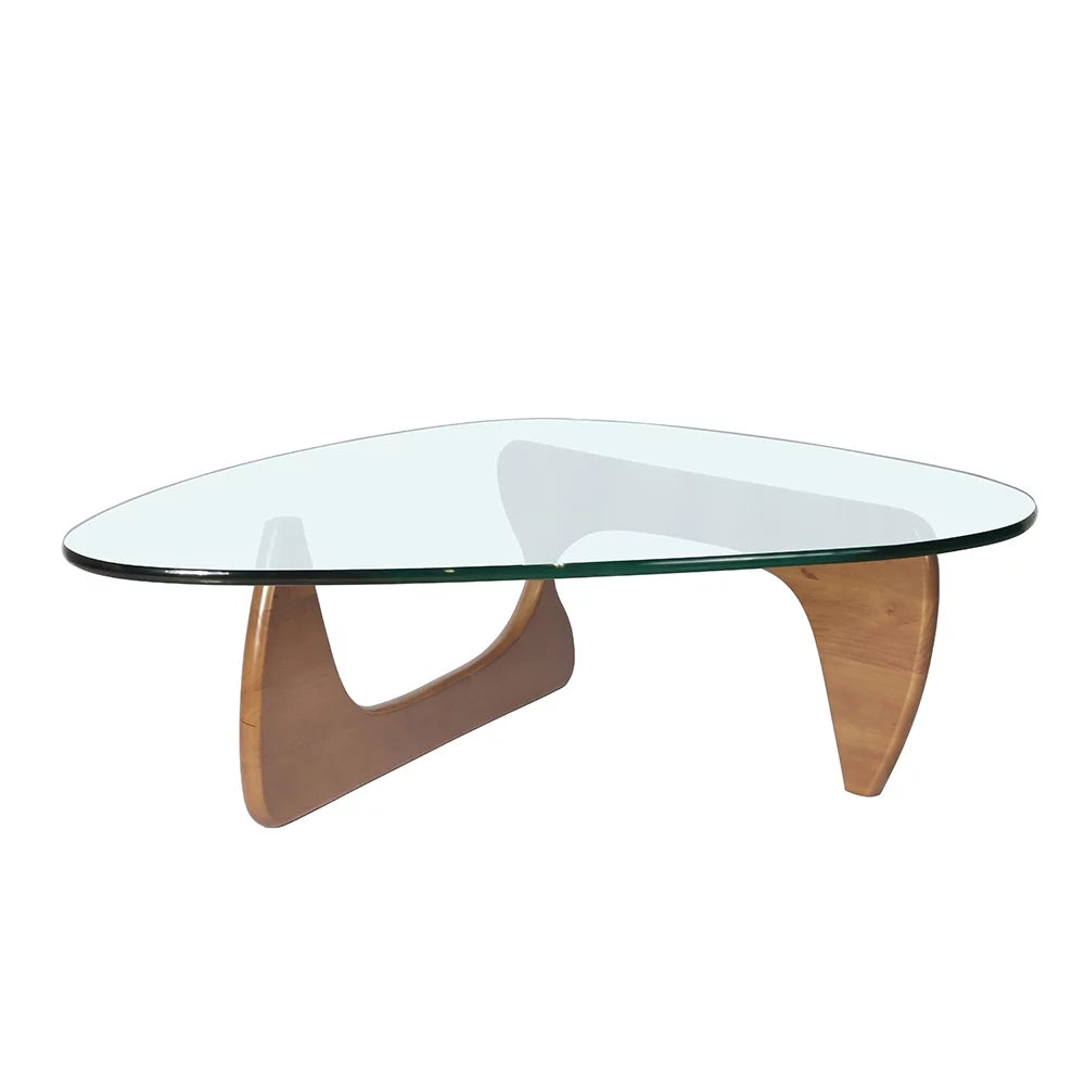Light Walnut Triangle Coffee Table Wood Base Q334679
