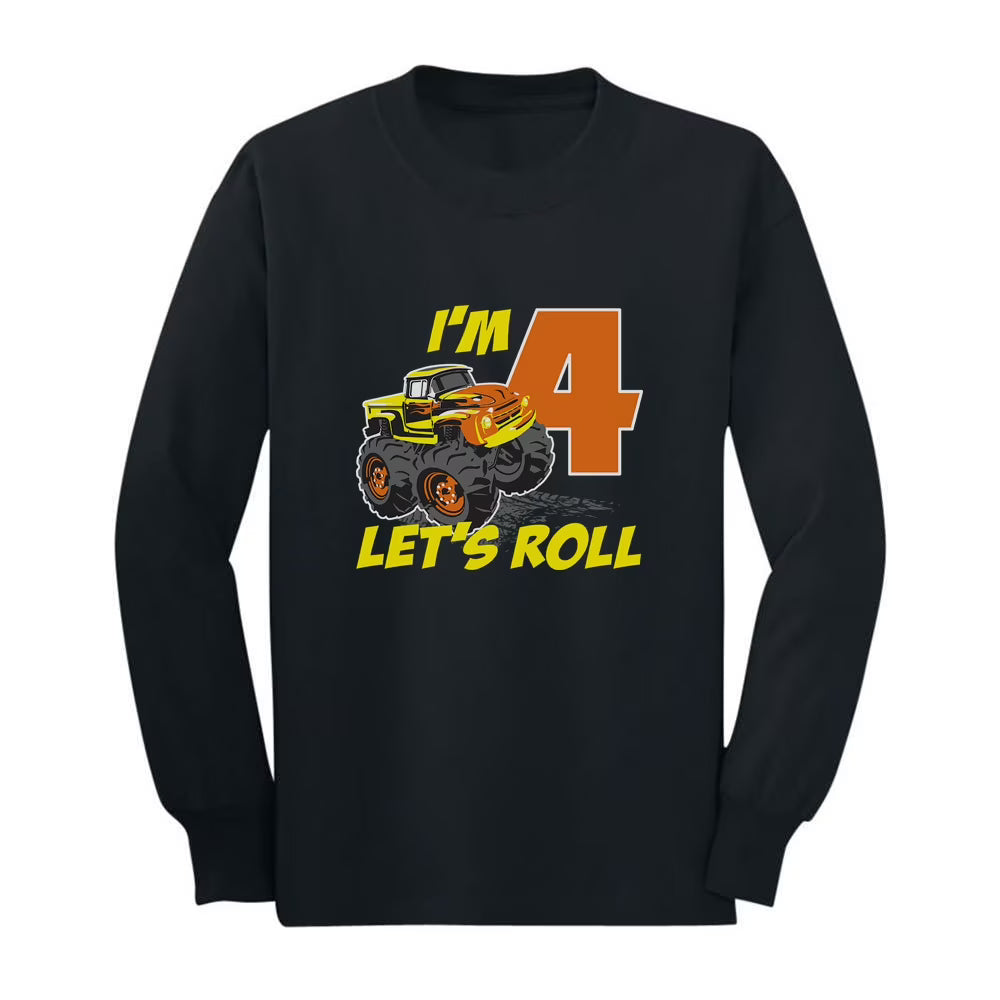 Truck Theme Birthday T-Shirt for 4 Year Old Boys Y2830