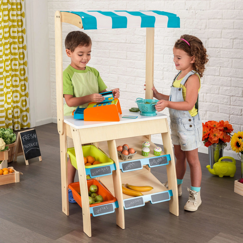 Wooden Grocery Store Market with Storage & Chalkboard U927