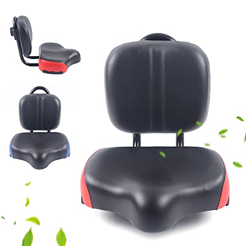 Backrest Saddle Bike Seat with Backrest, 11.5" x 9.5" Universal Bicycle Saddle Seat with Back Support, Faux Leather Foam Cycling Seat Cushion E598826